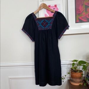Madewell Black and Red Flutter Sleeve Sundress